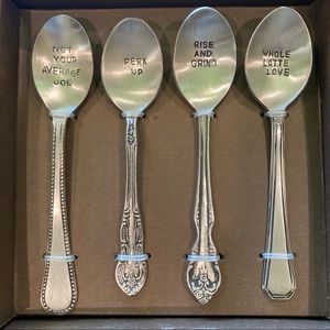 World market coffee tea stamped spoons